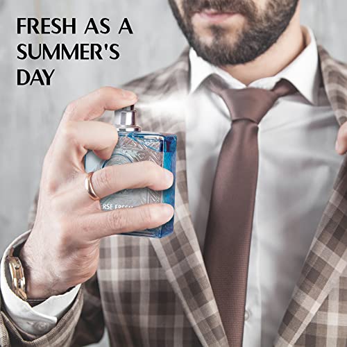 NovoGlow Verse Fresh for Men - 3.4 Fl Oz Eau De Parfum Spray for Men - Long Lasting Citrusy Floral & Woodsy Fragrance Smell Fresh All Day Long Gift