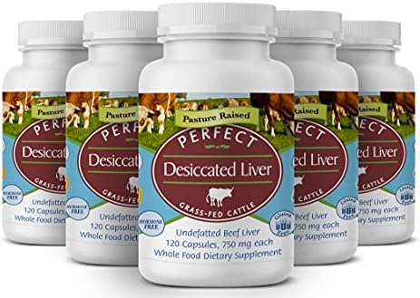 Perfect Supplements – Perfect Desiccated Liver – 120 Capsules - Undefatted Beef Liver – Natural Source of Protein, Iron, Vitamins A & B
