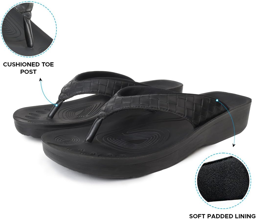 AEROTHOTIC Comfortable Arch Support Flip Flops for Women Orthotic Sandals