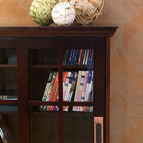 SEI Furniture - Media Cabinet with Sliding Doors - Espresso - Transitional Design, Brown Glass and Wood - Ideal for Home Office, Living Room (MS1071)