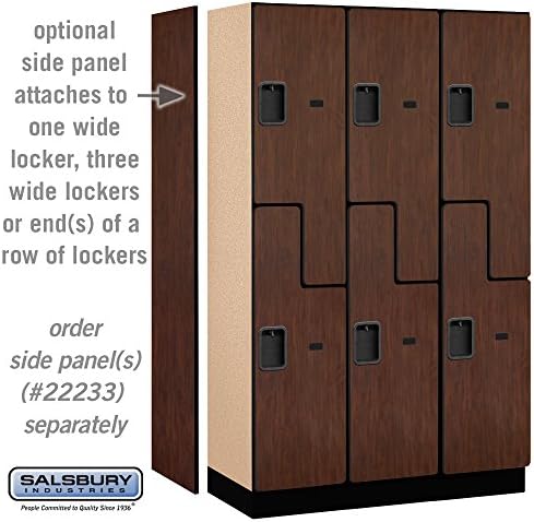 Salsbury Industries 2-Tier S-Style Extra Wide Designer Wood Locker with Three Wide Storage Units, 6-Feet High by 18-Inch Deep, Mahogany