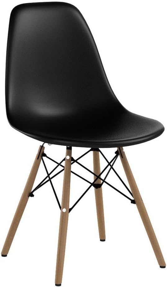 GIANTEX Dining Chairs Set of 2 White, Pre Assembled Dining Room Chairs | Mid Century Modern Kitchen Chairs with Wood Legs, Armless Plastic Dining Side Chair for Kitchen, Living Room