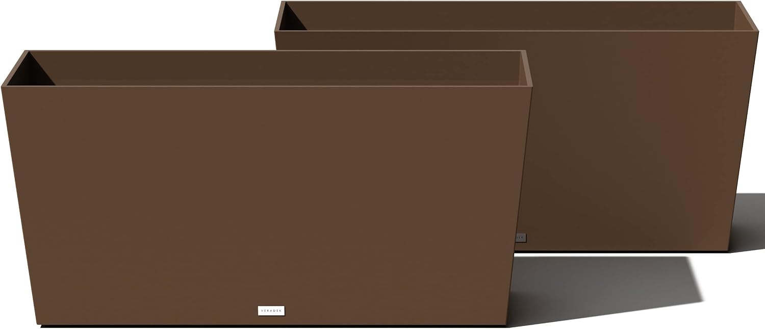 Veradek Pure Series Midori Planter - Wide Outdoor Planter | Made From Durable Plastic With Pre-Drilled Drainage Holes. Modern Porch/Patio Décor for Plants, Flowers and Herbs