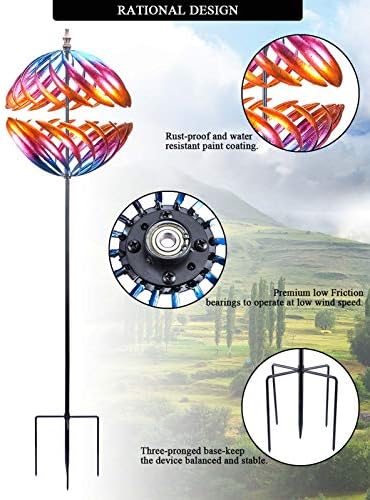 MUMTOP Wind Spinner Outdoor, Large Metal Kinetic Wind Sculptures, Blue