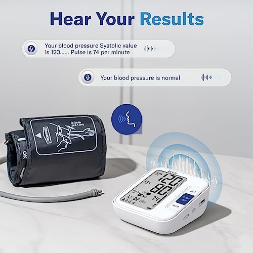 Alcedo Blood Pressure Monitor for Home Use, Upper Arm Cuff BP Machine | Large LCD Screen, Talking Function, 2x120 Memory, Large Cuff (8.7–16.5"), Batteries+USB Cable