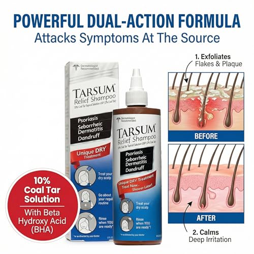 Tarsum Extra Strength Psoriasis Shampoo - Coal Tar Shampoo and Conditioner for Scalp Psoriasis, Seborrheic Dermatitis, Severe Dandruff, & Eczema - Exfoliating Relief for Flaky, & Itchy Scalp (4 oz)