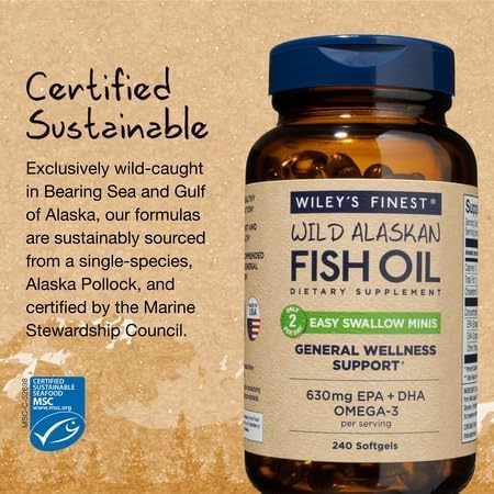 Wiley's Finest Wild Alaskan Easy Swallow Minis, 120 Count (Pack of 1)