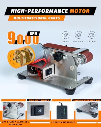 Mini Belt Sander, Electric Small Sander Knife Sharpener, 5"x6.8"x5.5" | Compact Design, Multi-Purpose, Electric Powered, Knife Sharpening, Portable Sander