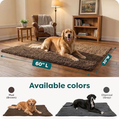 Furhaven 60" x 30" Highly Absorbent Runner Door Mat for Muddy Paws, 100% Washable, Perfect for Entryway, Kitchen