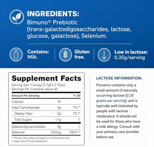 Medtrition Floratrol™ Prebiotic Fiber Powder for Digestive Health – Bimuno® GOS Prebiotic + Selenium – Supports Gut Health & Regularity –