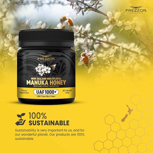 FREZZOR Premium New Zealand Raw Multifloral Manuka Honey with UAF1000+ Super Antioxidant, 230% More Bioactive, Best Support for Everyday Wellness
