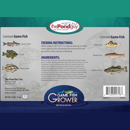 The Pond Guy Game Fish Grower Floating Pellet Food, 17 lbs | Complete aquatic nutrition for bass, trout