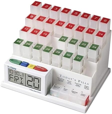 MedCenter 31-Day Pill Organizer System with 4-Time Talking Alarm