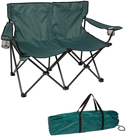 Trademark Innovations Loveseat Style Double Camp Chair, 40" L x 22" W x 31.5" H, Polyester, Army Green