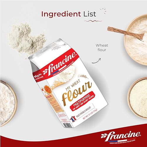 Francine T65 All-Purpose French Flour, Unbleached, 10% Protein, 2.2lb (2-Pack)