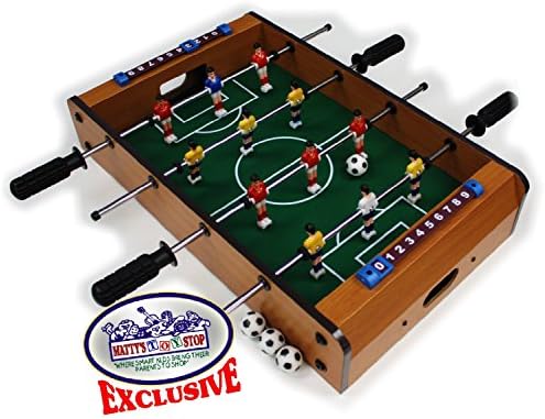 Matty's Toy Stop Deluxe Wooden Mini Table Top Foosball Game with 4 Soccer Balls
