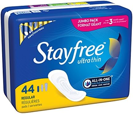 Stayfree Ultra Thin Super Long Pads with Wings For Women, Reliable Protection and Absorbency of Feminine Moisture, Leaks and Periods, 32 count