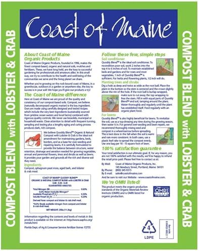Coast of Maine Quoddy Blend, 1 cu ft (Pack of 2) Organic and Natural Compost Blend with Lobster and Crab - Improves and Revitilizes Soil
