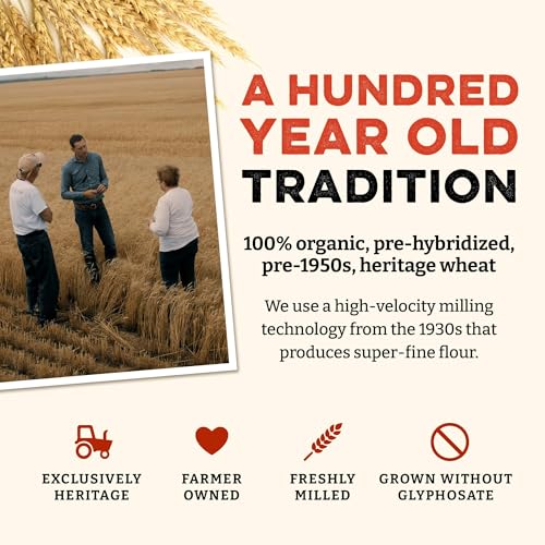 Sunrise Flour Mill Heritage Organic White Flour | USDA Organic All Purpose Flour Unbleached - Non-GMO, Kosher, Grown Without Glyphosate