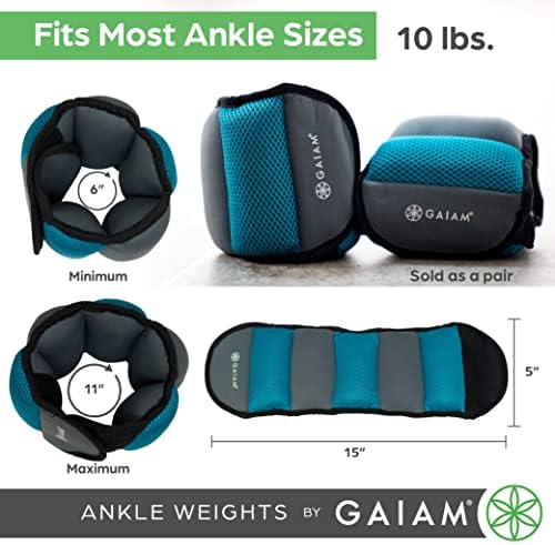 Gaiam Ankle Weights, Wearable Bracelet to Strengthen, Tone & Sculpt, Adjustable Ankle Weights for Women & Men for Yoga, Dance, Pilates, Barre, Cardio
