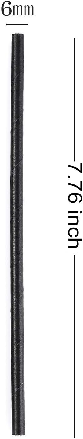 GDMINLO 100 Pack Paper Straws Black Eco-Friendly Drinking Biodegradable for Party Supplies, Bridal/Baby Shower, Birthday, Mixed Drinks, Weddings