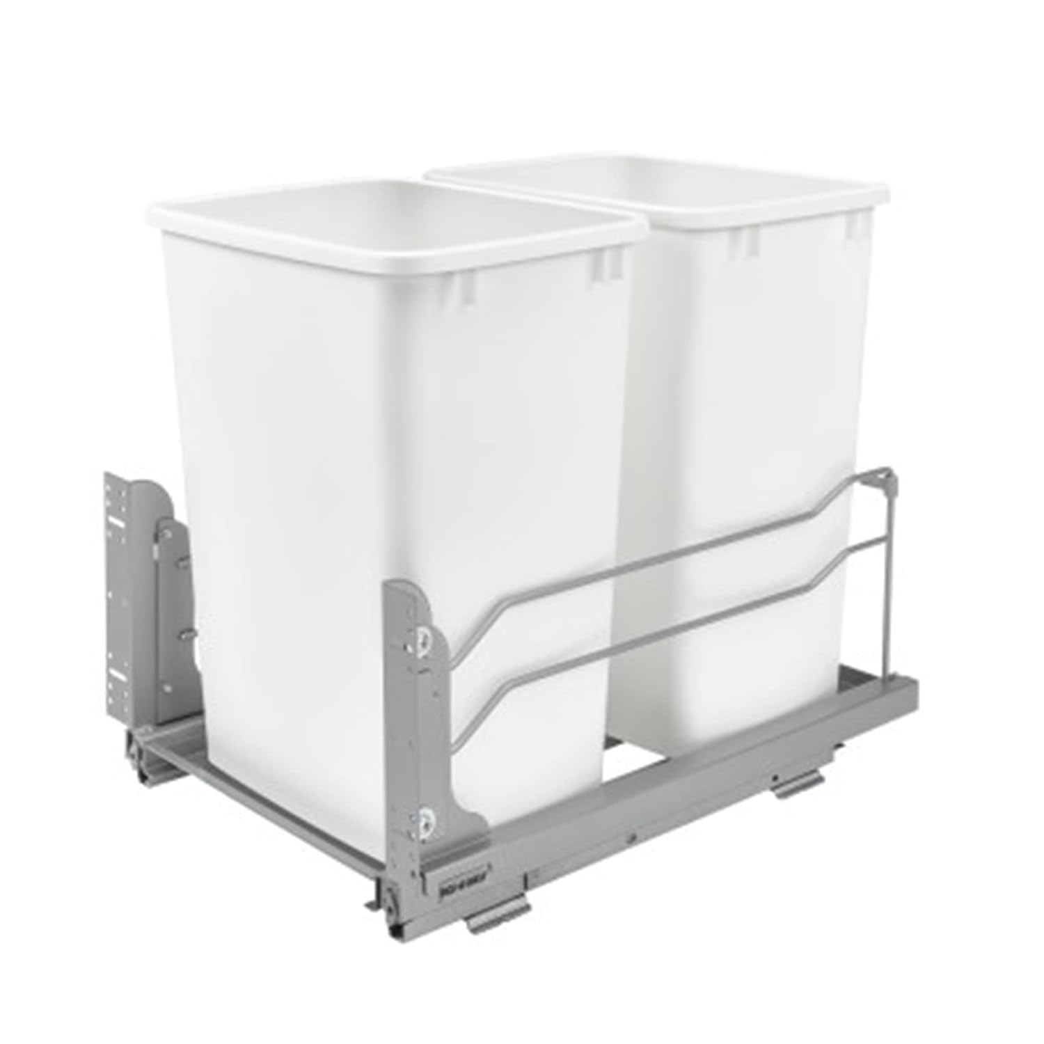 Rev-A-Shelf Double Pullout Trash Can w/Soft-Close Slides, 14.5" Min Opening | Large Capacity Garbage/ Recycling Waste Bins for Under Kitchen Cabinets, Heavy Gauge Wire Construction, 53WC-1835SCDM-217