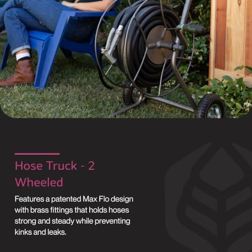 Yard Butler Hose Cart, Metal Hose Caddy, 2 Wheels, 200 Feet | Wheeled Metal Hose Cart Caddy, Suitable for Gardens, Lawns, Fields, and Outdoors, Durable Construction