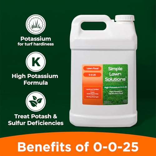 Simple Lawn Solutions - High Potassium Lawn Food Liquid Fertilizer 0-0-25 - Concentrated Spray - Turf Grass Vigor and Plant Hardiness - Summer and Fall - Any Grass Type (32 Ounce)