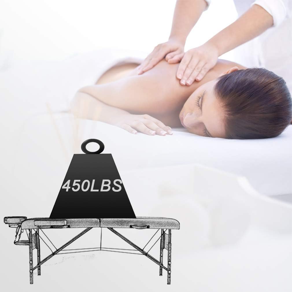 BestMassage | Portable Massage Table | 24" Wide, Black PU Leather | Lightweight, 2-Fold Massage Table with Height Adjustment, 450lbs Capacity, Carry Bag | For Massage, Facial, Tattoo, Home, Spa