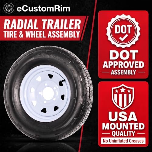 eCustomrim 2-Pack Radial Trailer Tire Rim Assembly ST175/80R13 5 Lug White | Spoke Wheel, 5 Lug on 4.5 Inch Center Bolt Pattern