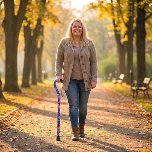 NOVA Heavy Duty Bariatric Walking Cane for Seniors, Men & Women – 500 lb Weight Capacity Offset Cane, Lightweight Adjustable Walking Stick with Soft Foam Grip, Wrist Strap & Non-Slip Tip
