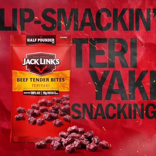 Jack Link's Teriyaki Beef Tender Bites - 8 oz Bag - Ready to Eat Real Meat Protein Snacks - 10g Protein per Serving - Made with 100% Real Beef