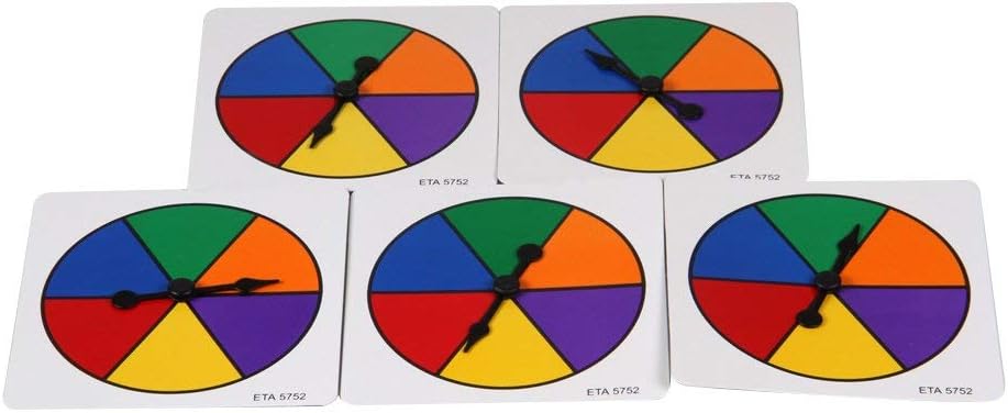 hand2mind Rainbow Color Spinners, Probability Spinner, Dry Erase Spinner Wheel, Plastic Spinners for Classroom, Arrow Game Spinner