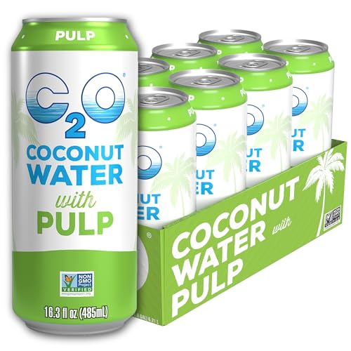 C2O Pure Coconut Water with Pulp, 16.3 Fluid Ounce, Pack of 8