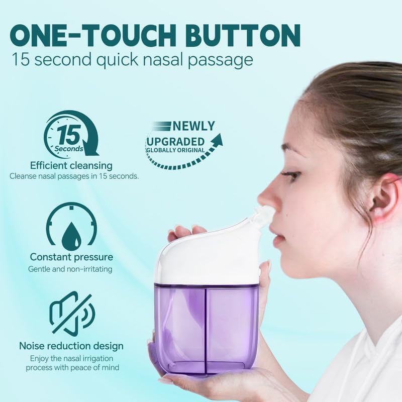 Nasal Irrigation System with 30 Saline Packets Nasal Care, Sinus Rinse Machine, Nasal Rinse Machine, Nasal Cleaner with Auto Waste Collection Function for Sinus, Nasal Allergies - Green