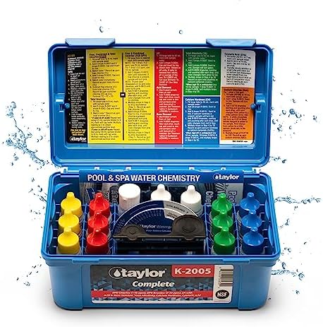 Taylor Technologies K-2005 DPD, 9-in-1 Complete Pool Test Kit for Free & Total Chlorine, Total Bromine, pH, Acid & Base Demand, Total Alkalinity