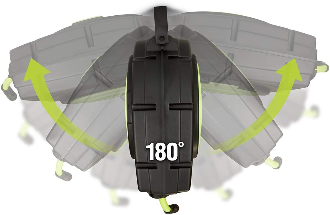 Flexzilla Retractable Enclosed Plastic Air Hose Reel, 3/8 in. x 50 ft., Heavy Duty, Lightweight, Hybrid, ZillaGreen - L8250FZ