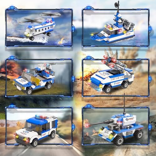 EP EXERCISE N PLAY City Police Set Battleship Building Toy, 1169 Pieces 6 in 1 Boat War Ship Block Set, Fun Toy Gift for Kids Boys & Girls Ages 6+
