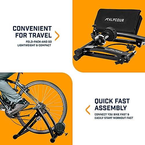 Bike Trainer Stand for Indoor Riding – Portable Foldable Magnetic Stainless Steel Indoor Trainer, Noise Reduction
