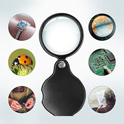 Wapodeai 2pcs 10x Small Pocket Magnify Glass