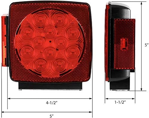 MAXXHAUL 50343 12V LED Submersible Left and Right Trailer Lights for Trailers Less than 80" Wide
