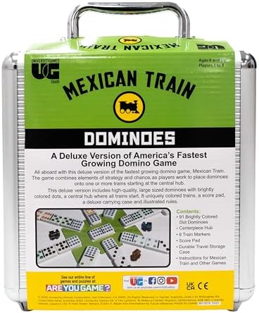 Front Porch Classics | Mexican Train Domino Set in Wooden Collector Box from Front Porch Classics for 2 to 8 Players Ages 8 and Up