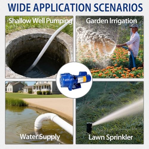 Centrifugal Pump 1.5 HP, 66GPM Shallow Well Jet Pump 115V/230V Self-Priming Centrifugal Pump Durable Cast Iron Booster Pump for Lawn Sprinkler