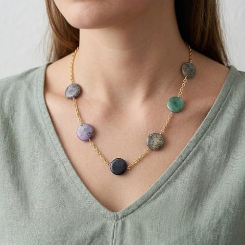Beaded Necklace 24-26 Inches in ION Plated Gold Stainless Steel