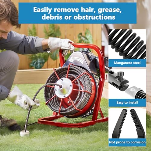 8-Piece Drain-Snake Drill Attachments for 1-4" Pipes, Cutter and Auger Set Compatible with 50FT-100FT Electric Drain-Snake Cable