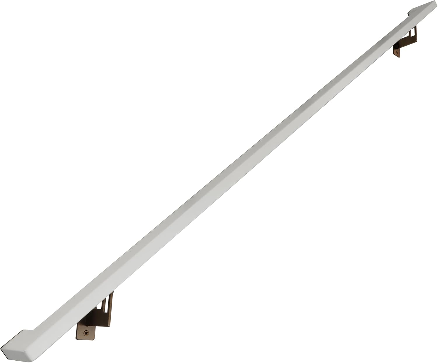 Modern Aluminum Handrail Grab Bar Kit, Adjustable Steel Brackets Included, Returns to Wall, Powder Coated Finish (Black, 4 Foot Handrail Set)