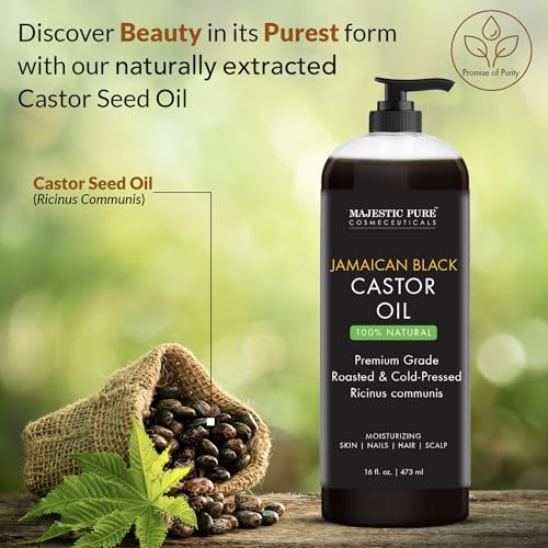 Majestic Pure Jamaican Black Castor Oil, 100% Natural Oil - 16 Fl Oz