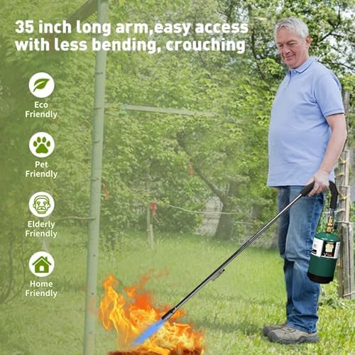 KOMAN Weed Torch Propane Burner, 35" Long Arm, Self-Ignition, Fuel by 1LB /5-40LB Propane Tank, for Roofing, Weeding