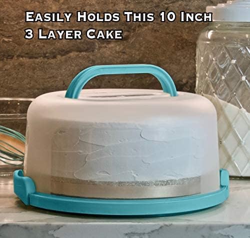 Top Shelf Elements Round Cake Carrier Two Sided Cake Holder Serves as Five Section Serving Tray, Portable Cake Stand Fits 10 inch Cake