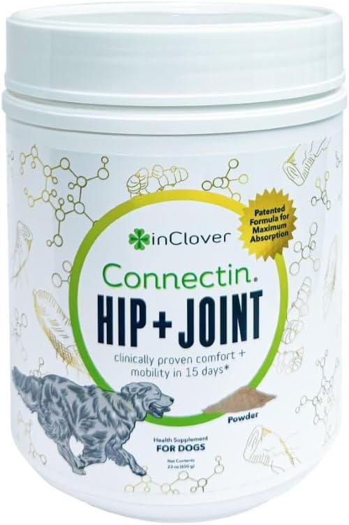 InClover Connectin Hip and Joint Supplement for Dogs - Glucosamine, Chondroitin and Hyaluronic Acid - Soft Chews for Dog Joint Mobility and Comfort Support - 100 Count